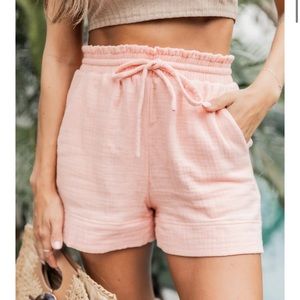 Pink Lily Peach Pull On Shorts